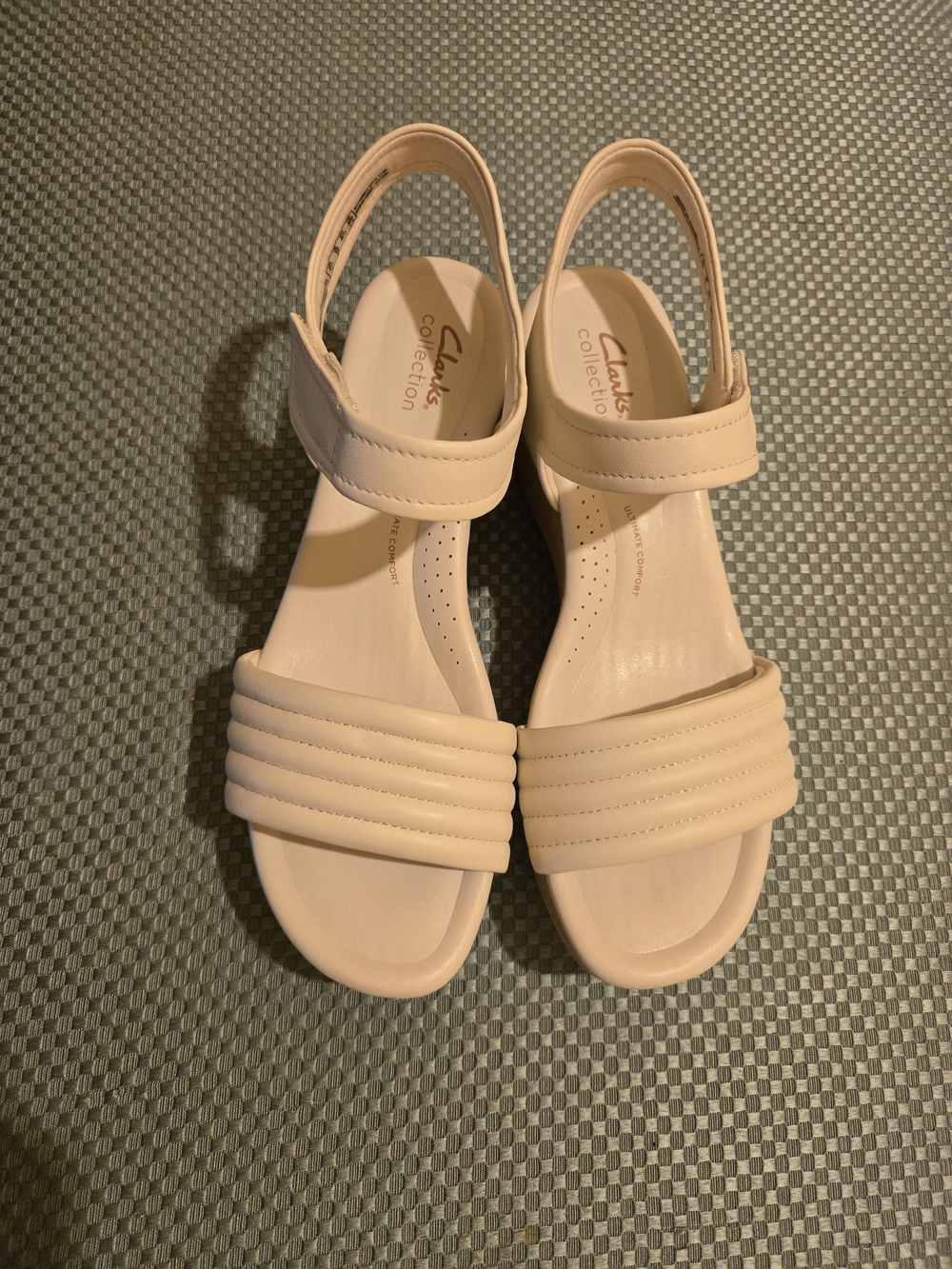 Clarks Cream Padded Strap Slingback Sandals